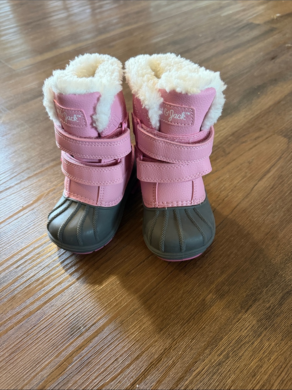 Cat & Jack Pink and Gray Kids Snow Mittens-Style Boots